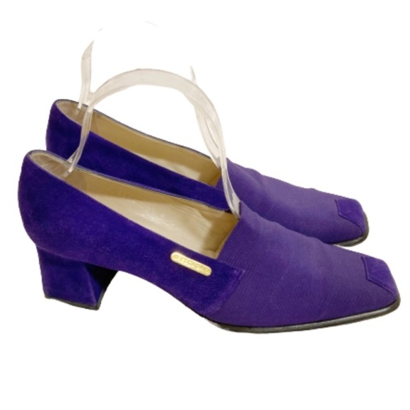 Vintage Shoes - Vintage Escada purple pumps velvet square toe 8.5